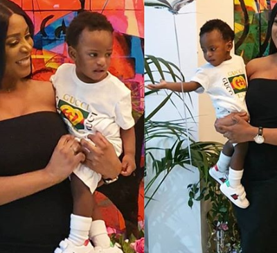 Linda ikeji and son