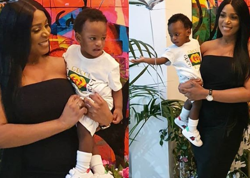 Linda ikeji and son