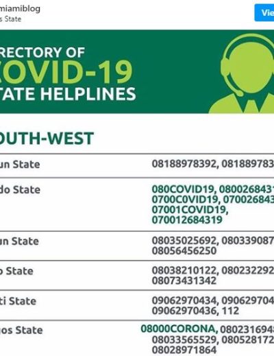 coronavirus helpline for all states in nigeria