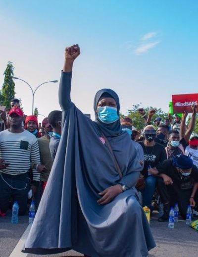 End SARS Protest Image With Aisha Yesufu